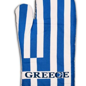 Greece Flag Kitchen & BBQ Set w/ Apron, Oven-mitt & Pot-holder Greek