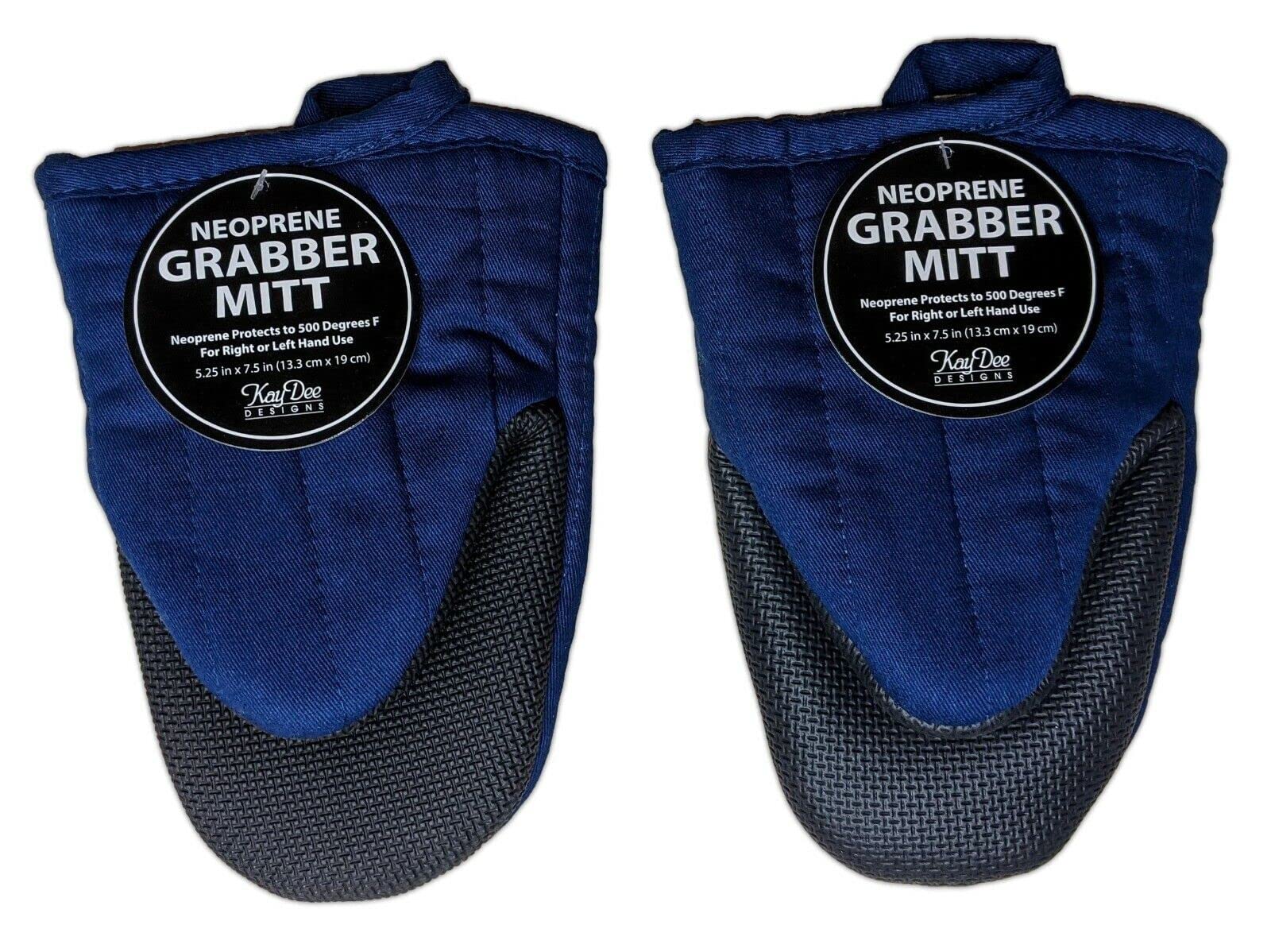 Set of 2 Indigo Blue Neoprene Grabber Oven Mitt, Designs