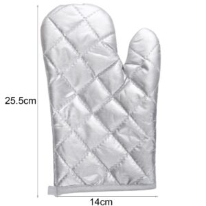 1 Pc Oven Mitts,Baking Gloves Anti-scalding Oven Gloves Thickened Breathable Heat Insulation Non-Slip Kitchen Mittens for Cooking Baking Barbecue BBQ Microwave Silver 10.04" x 5.51"