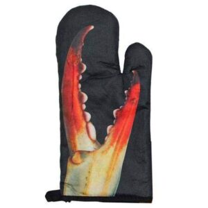 route one apparel | maryland themed oven mitt, kitchen potholder for cooking, bbq glove hot pad, cotton (old bay can)