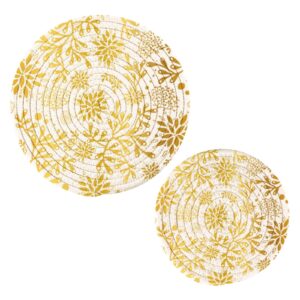 pot holders trivets set pure cotton potholders set, hot pads set of 2, gold dahlia pinnata flowers hot pot trivets one 9.45 inch and one 7 inch