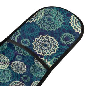 KLL Double Oven Mitts Bohemian Mandala Heat Resistant Gloves Potholders Perfect Set for Cooking Baking Handling Hot Pots and Pans,35" x 7"