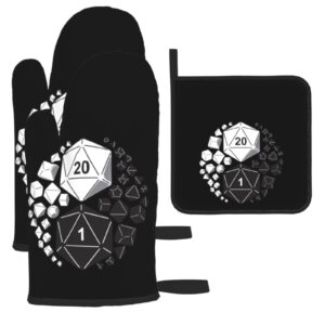 xydzqdlmmd dungeons and dragons yin yang oven mitts pot holders sets fashion kitchen heatproof glove heat insulated pad, black, one size