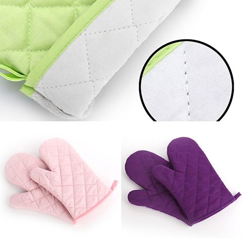 AkoMatial Oven Mitts Cotton Microwave BBQ Oven Cotton Baking Pot Glove Heat Proof Resistant Kitchen Cooking Pot Holder Tool for Barbecue Potholder Present Black