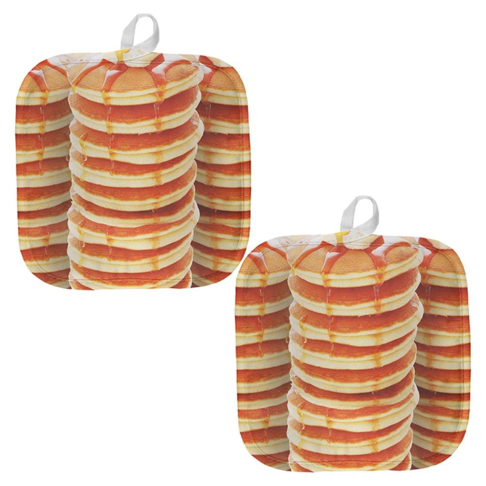 Old Glory Pancakes and Syrup Breakfast All Over Pot Holder (Set of 2) Multi Standard One Size