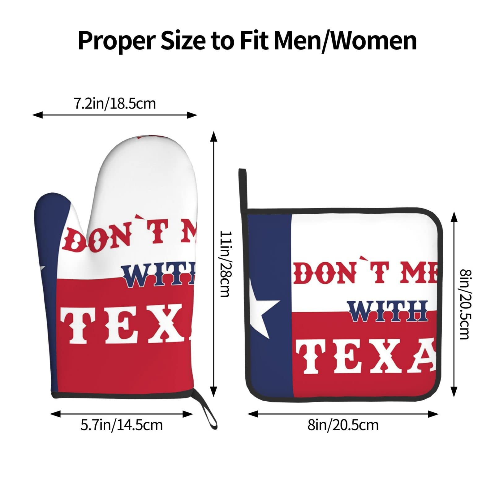 Don't Mess with Texas Flag Oven Mitts and Pot Holders Sets,Heat Resistant Non Slip Kitchen Gloves Hot Pads for Cooking BBQ Baking Grilling