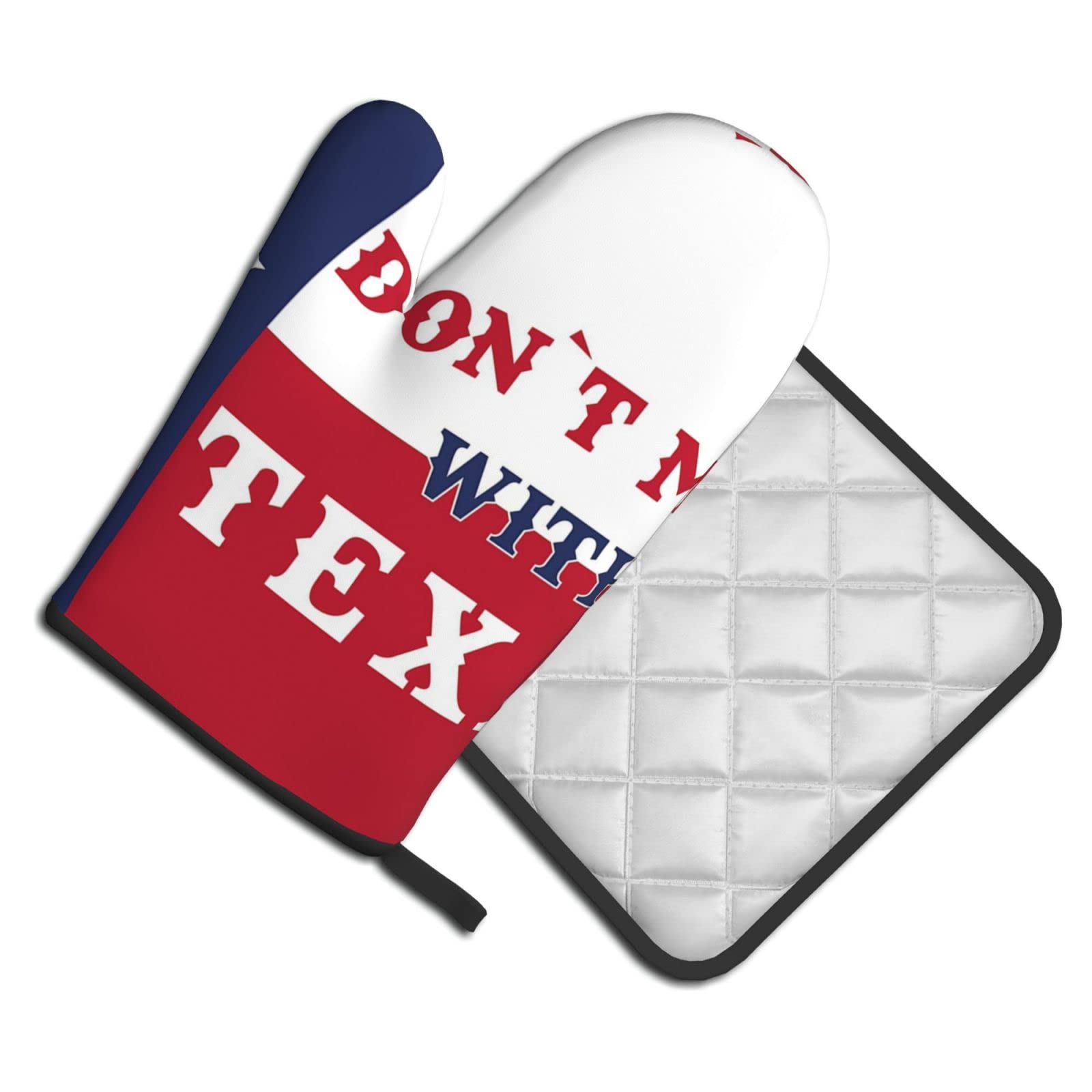 Don't Mess with Texas Flag Oven Mitts and Pot Holders Sets,Heat Resistant Non Slip Kitchen Gloves Hot Pads for Cooking BBQ Baking Grilling