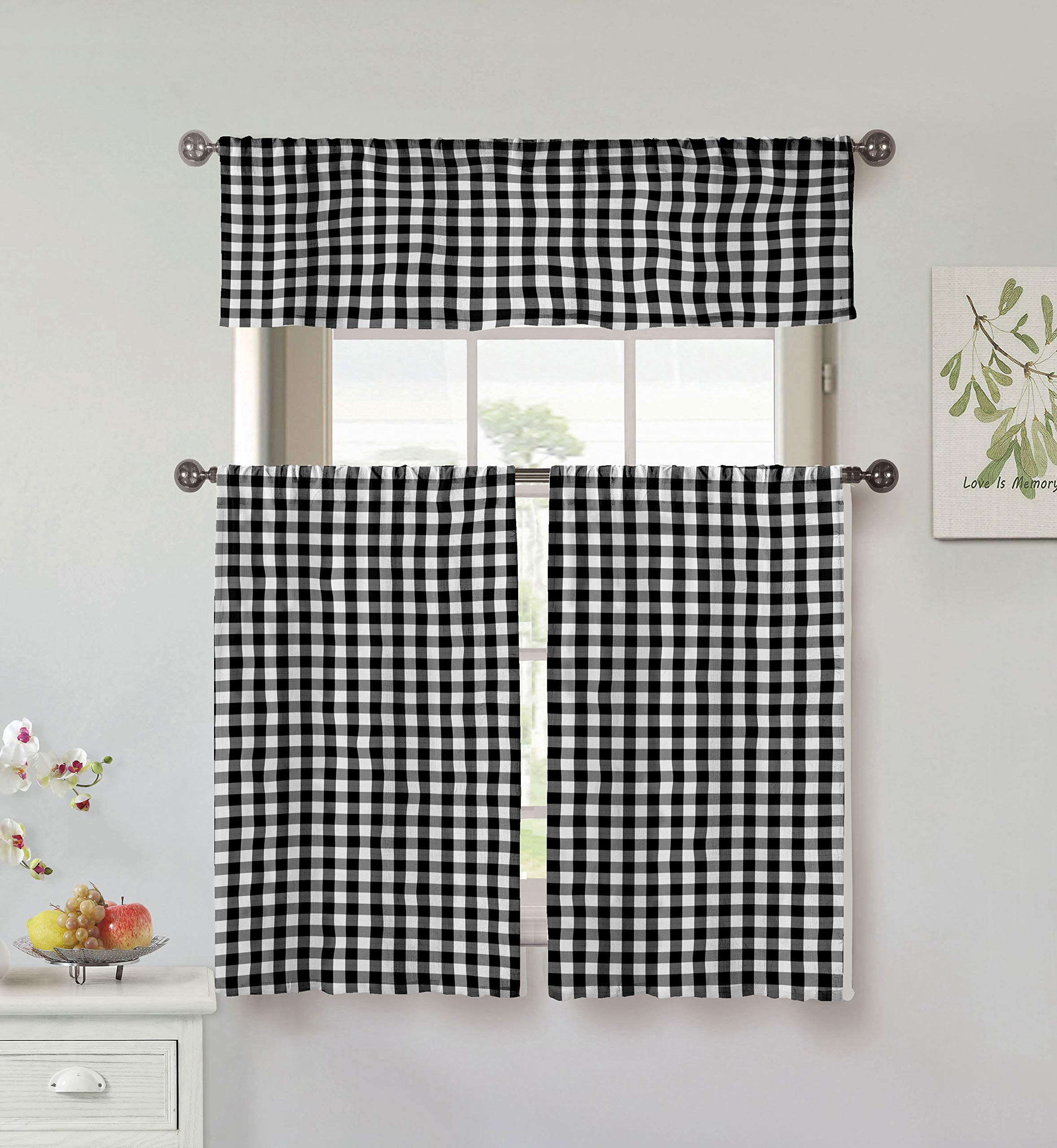 Home Maison Umid Kitchen Curtains, Black