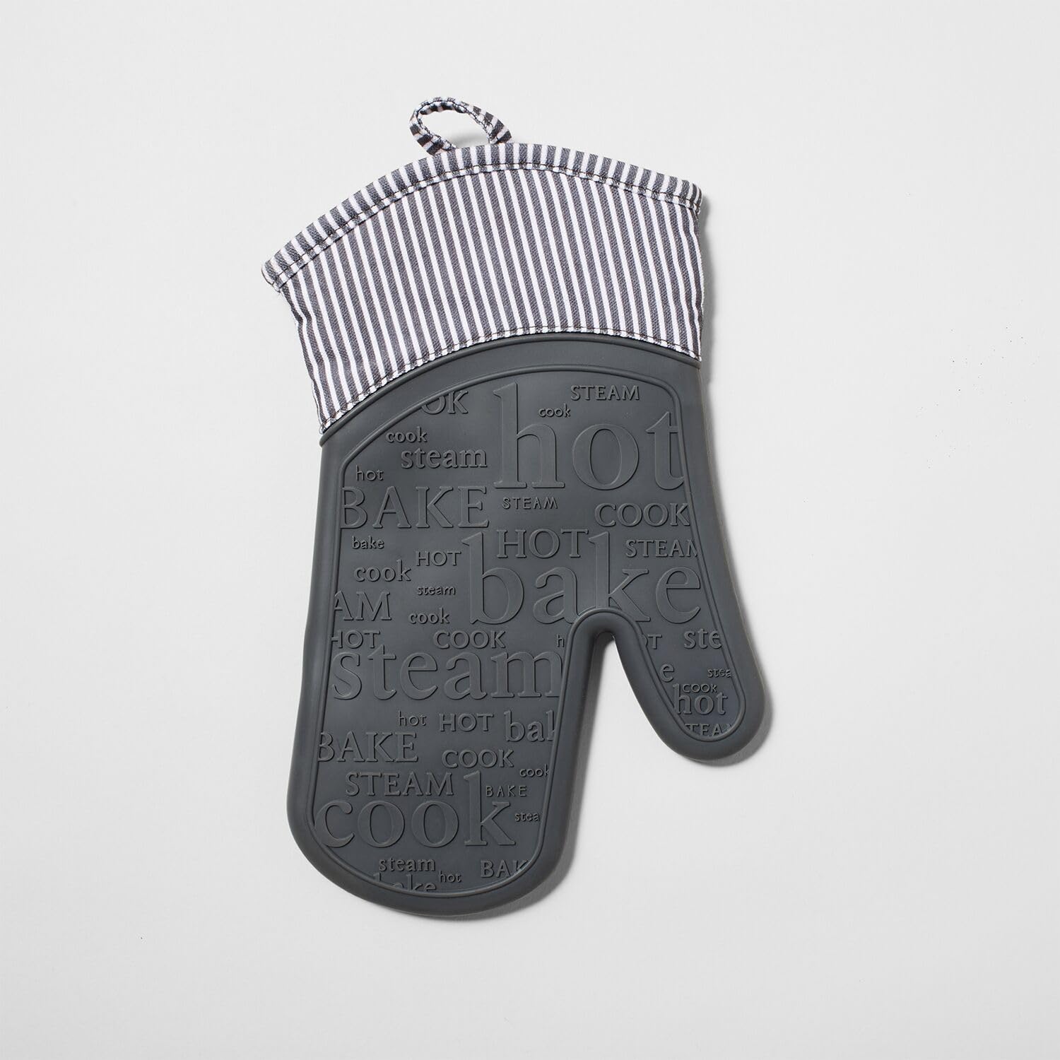 Sur La Table Silicone Striped Oven Mitt, Gray