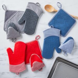 Sur La Table Silicone Striped Oven Mitt, Gray