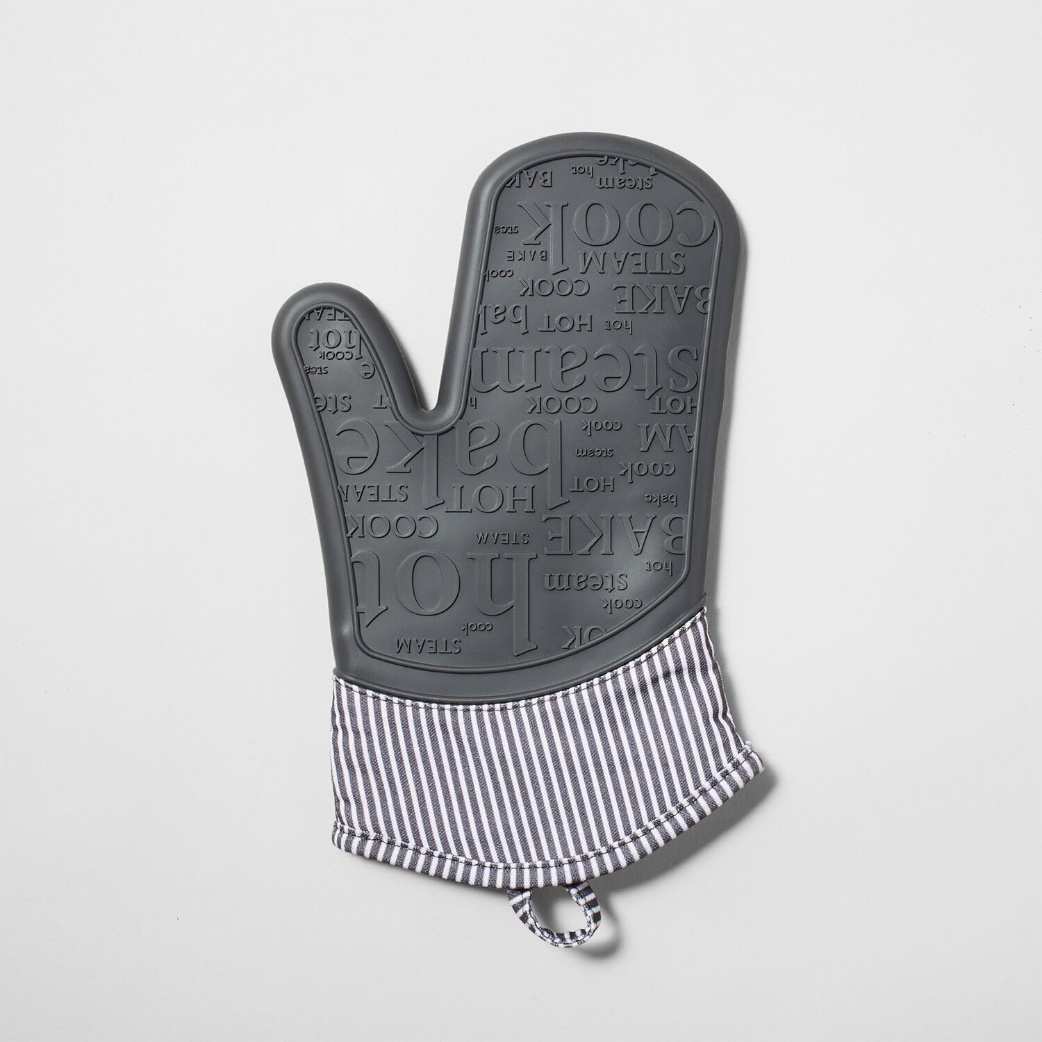 Sur La Table Silicone Striped Oven Mitt, Gray