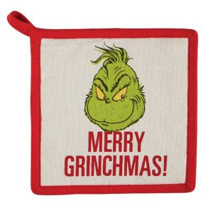 department 56 dr. seuss the grinch merry christmas holiday pot holder, 8 inch, multicolor