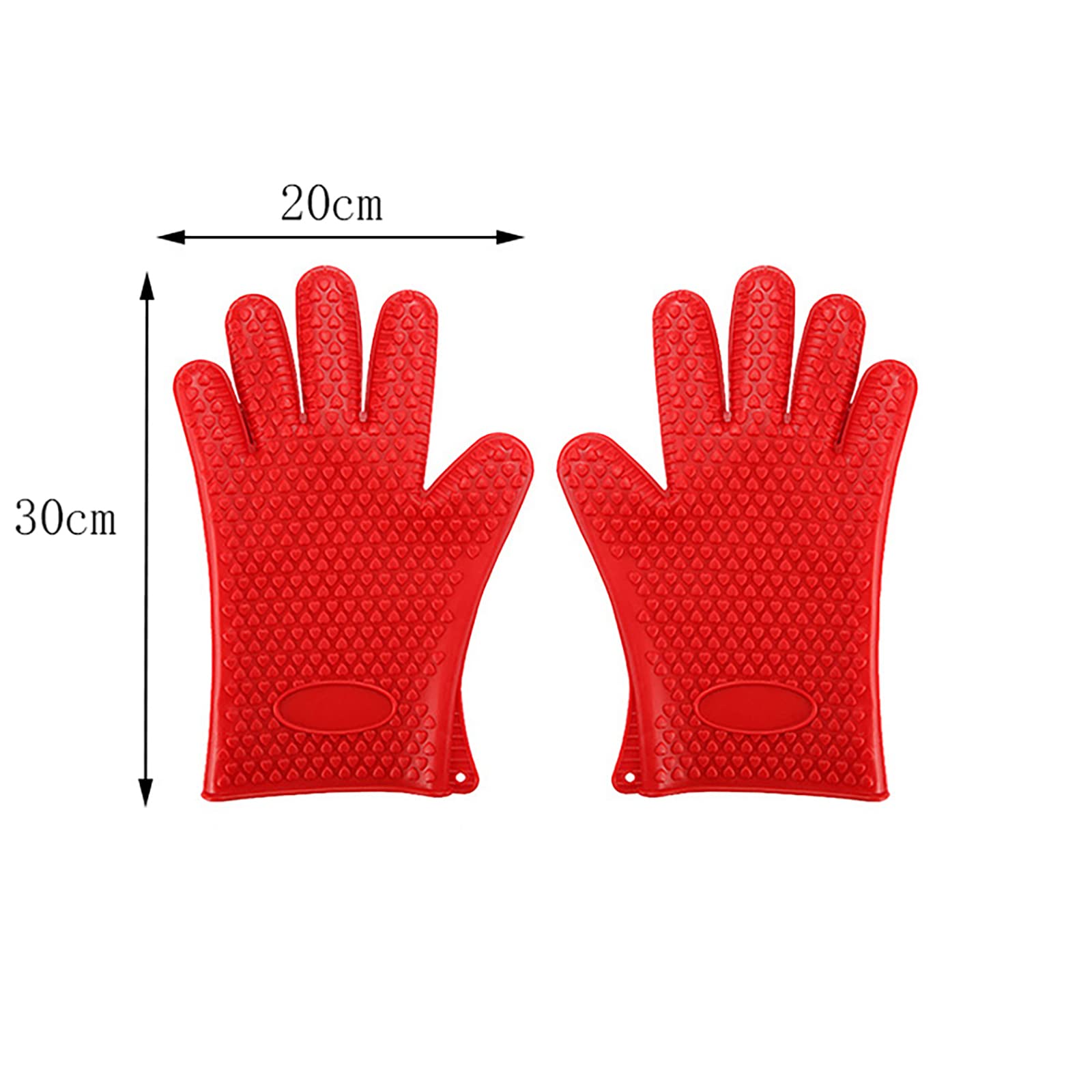 JOVEHO Silicone Non-Slip Oven Mitts, Heat Resistant Gloves, Waterproof Oven Gloves, Kitchen Oven Mitts for BBQ, Cooking, Baking, Frying-Red