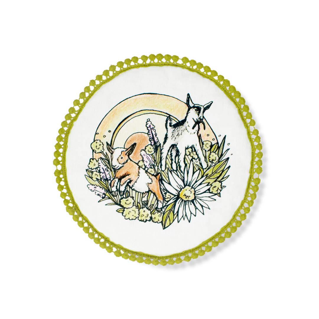 Everything Kitchens 9" Round Pot Holder | Caprine Caper Baby Goat