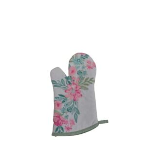 JABECS 5 Pieces Spring Flowers 2 Pot Holder 2 Kitchen Towels 1 Cooking Oven Mittens. (5, Polyester, Microfiber, Cotton)