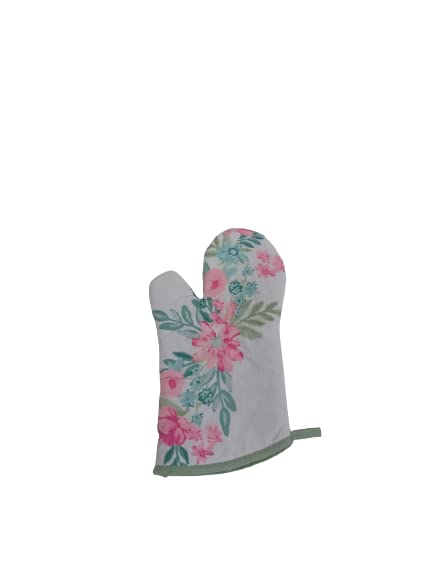 JABECS 5 Pieces Spring Flowers 2 Pot Holder 2 Kitchen Towels 1 Cooking Oven Mittens. (5, Polyester, Microfiber, Cotton)