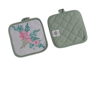 JABECS 5 Pieces Spring Flowers 2 Pot Holder 2 Kitchen Towels 1 Cooking Oven Mittens. (5, Polyester, Microfiber, Cotton)