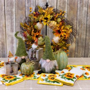 Boston International Cotton Oven Mitt and Pot Holder, Set of 2, 8 x 13-Inches and 7.5 x 7.5-Inches, Colourful Sunflowers