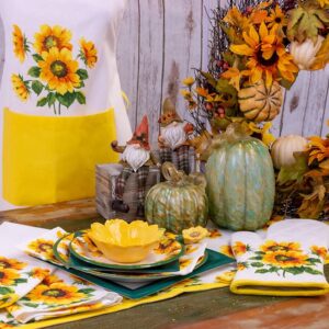 Boston International Cotton Oven Mitt and Pot Holder, Set of 2, 8 x 13-Inches and 7.5 x 7.5-Inches, Colourful Sunflowers