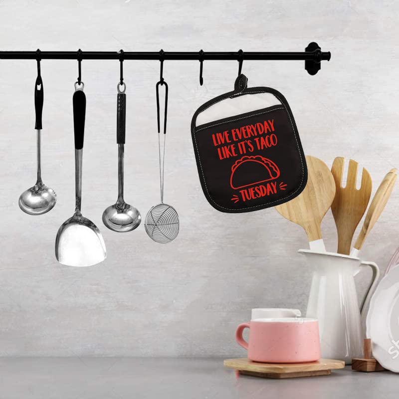 Taco Lover Gift Live Every Day Like Its Taco Tuesday Funny Oven Pot Holder with Pocket (Taco Tuesday)