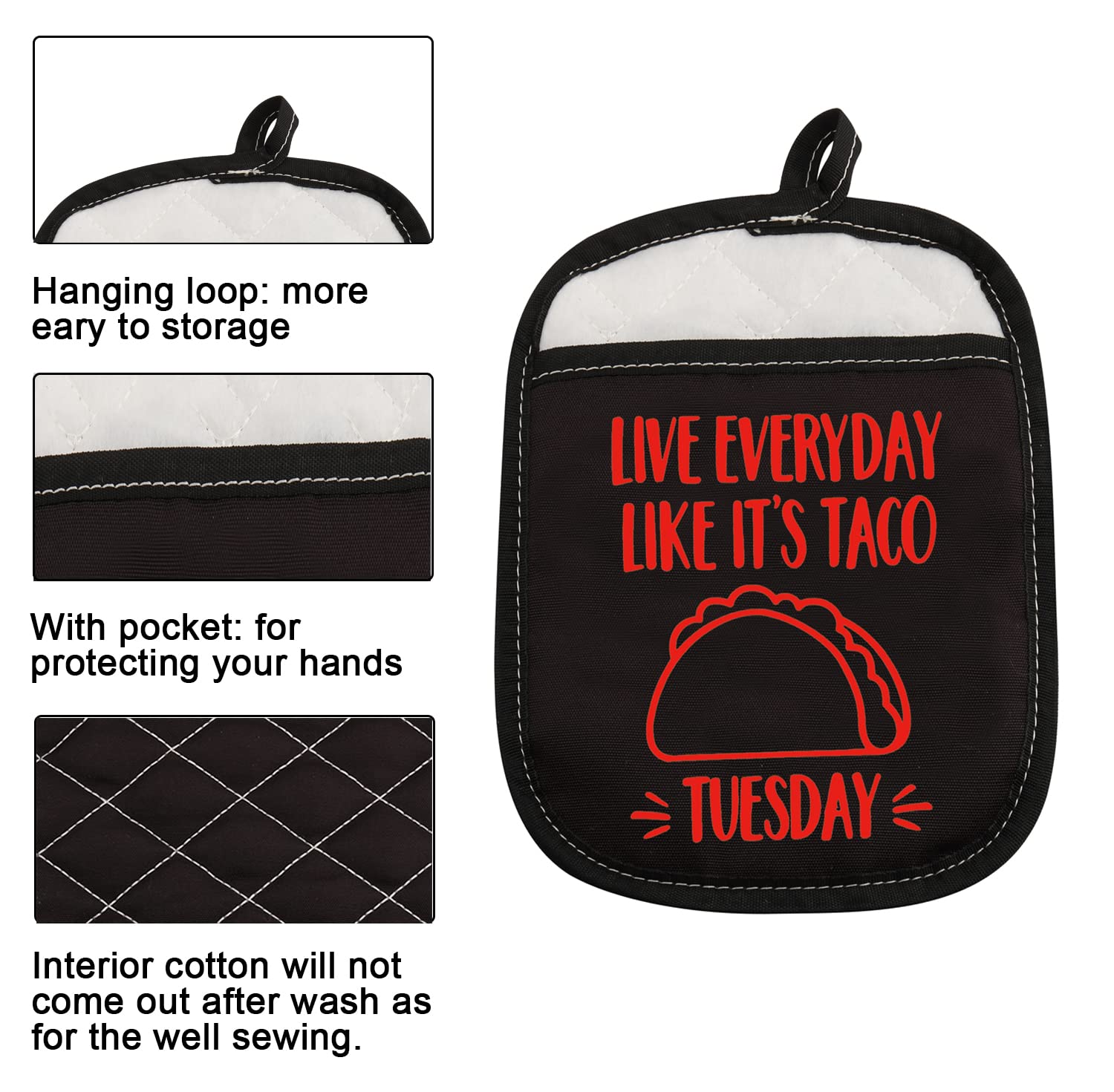 Taco Lover Gift Live Every Day Like Its Taco Tuesday Funny Oven Pot Holder with Pocket (Taco Tuesday)