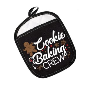 cookie baking crew oven mitt potholder christmas cookies holiday baking team gift (cookie baking crew black)