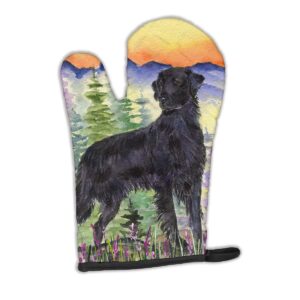 caroline's treasures ss8263ovmt flat coated retriever oven mitt heat resistant thick oven mitt for hot pans and oven, kitchen mitt protect hands, cooking baking glove