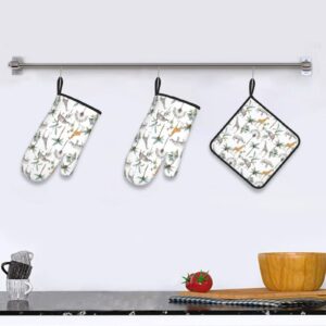 Elephant Giraffe Oven Mitts and Pot Holders Heat Resistant Anti Scald for Kitchen Cooking Baking Grilling Sets of 3