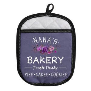 nana gift nana’s bakery fresh daily pies cakes cookies nana oven pads pot holder with pocket (nana's bakery)