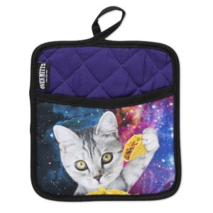 Oven Mitts Co. Galaxy Taco Cat, Oven Mitts and Pot Holder 3pcs Set, Insulated, 100% Cotton