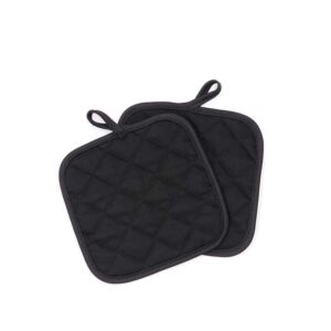 wetest 2 pcs premium pot holders pads - cotton made machine washable heat resistant potholder for everday cooking chef and baking (black) (lj-jsl-121902)