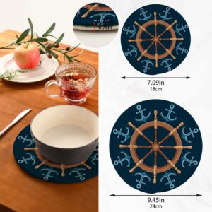 Wheel Ship Anchors Pot Holders for Kitchen Cotton Round Holder Set of 2 Heat Resistant Thread Weave Trivet Kitchen Hot Pads for Cooking Baking