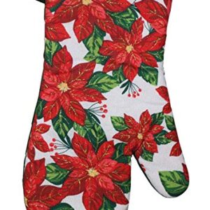 COCO Christmas Poinsettia Oven Mitt and Potholders Set, Holiday Kitchen Decor Baking Pot Holder Bundle (3 Pieces), Red