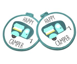 happy camper pot holders, set of 2