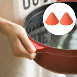 Hemoton 1 Pair Silicone Handle Holder Triangle Assist Hot Handle Holder Non Slip Pan Pot Holders Cover Heat Resistant Pot Sleeve Grip Cookware Handle for Frying Cast Iron Skillet Metal Pan Orange