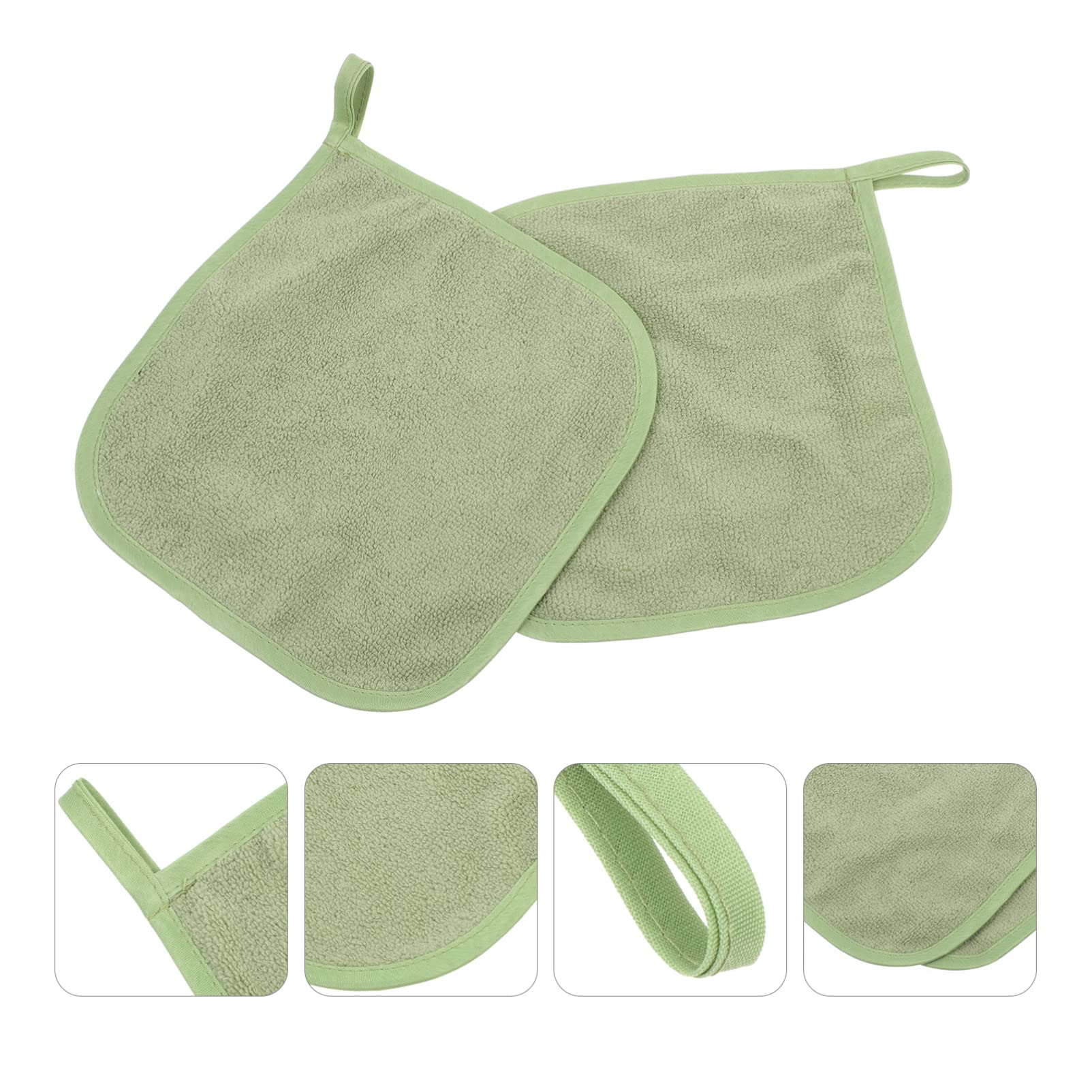 Pot Holders Heat Resistant Cotton Hot Pads: Green Oven Pot Holder with Loop Washable Coaster Potholder Dish Mats for Baking Cooking Kitchen Accessories 2pcs Hot Pads Pot Holders