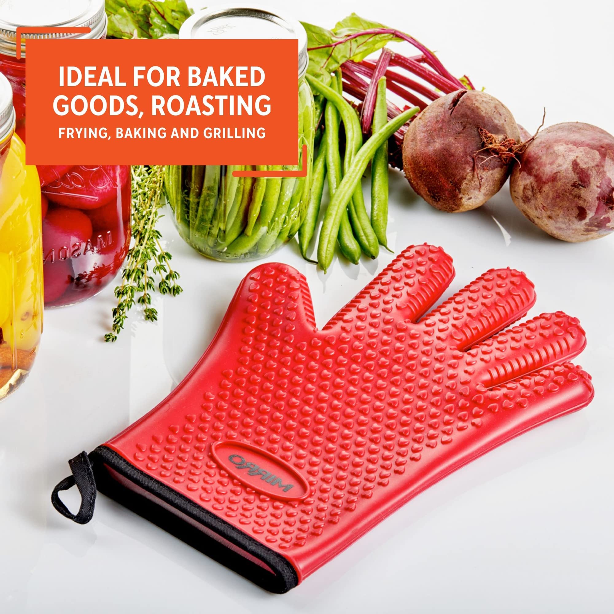 Mirro Oven Kitchen Glove, Regular, Red, (MIR-11319)