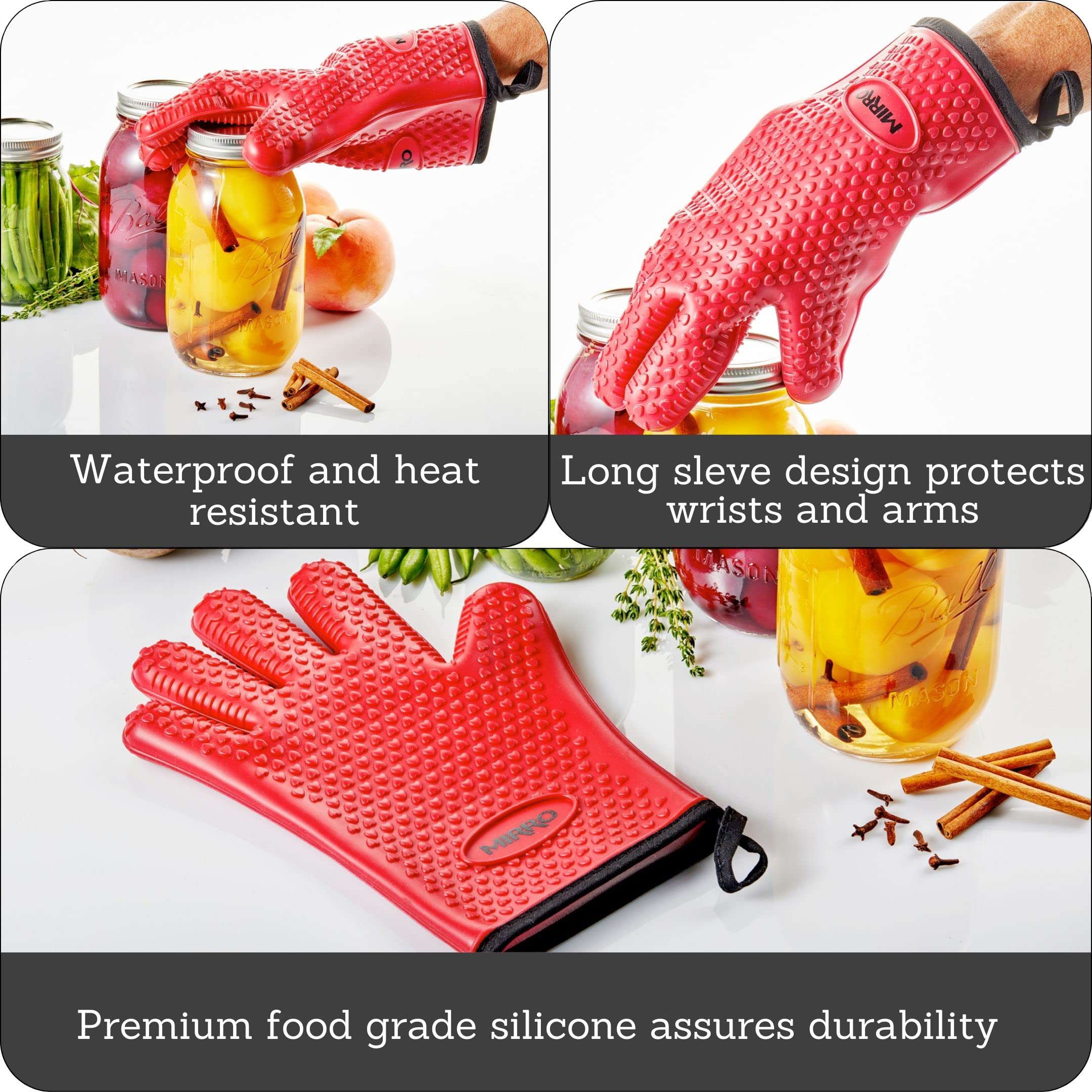 Mirro Oven Kitchen Glove, Regular, Red, (MIR-11319)