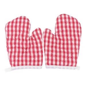 osaladi bbq gloves 2pcs red plaid oven gloves kids anti- scald gloves kitchen baking mitts for bbq cooking baking grilling oven gloves