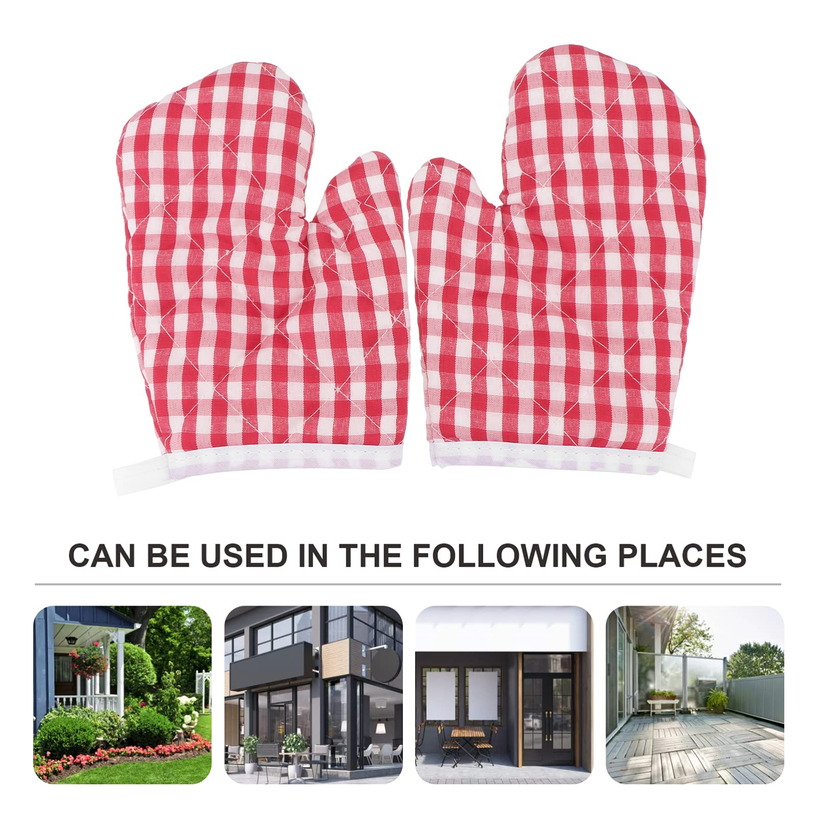 OSALADI BBQ Gloves 2pcs Red Plaid Oven Gloves Kids Anti- Scald Gloves Kitchen Baking Mitts for BBQ Cooking Baking Grilling Oven Gloves