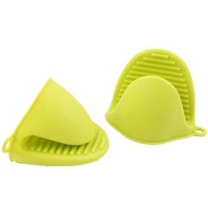 silicone double finger grip,silicone anti-scalding gloves,dishwashing cabinet kitchen insulation tray dish oven with hand clip,green