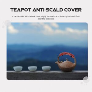 Milisten Teapot Handle Gloves Decorative Teapot Handle Cover Blue Bathroom Decor Mittens Kids Kitchen Appliances Handle Cover Tea Pot Handle Cover Hot Fingerprint Electric Kettle Cloth