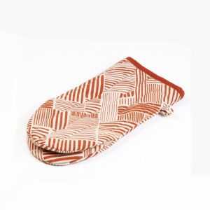 vliving modern retro terracotta cotton quilted oven mitt and pot holder, stripe print glove, size 8"x13"