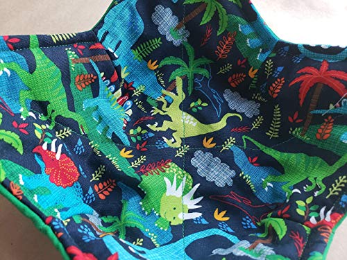 Dinosaur Microwave Bowl Cozy Dino Reversible Microwaveable Potholder Paleontologist Bowl Buddy Children's Kitchen Linens Tyrannosaurus Rex Raptor Kid Gifts Under 10 Handmade Birthday