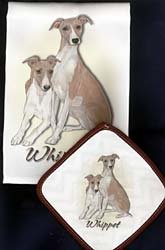 pipsqueak productions dp885 dish towel and pot holder set - whippet