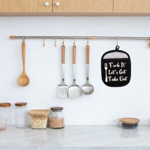 LEVLO Kitchen Lovers Gifts Fork It Let's Get Take-Out Kitchen for Potholders Funny Quote Oven Mitt Gifts (Let's Get Take-Out Kitchen)