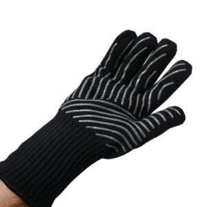 1 Pair (2 Gloves) - Gloves Legend Black Kitchen Oven BBQ Gloves – Machine Washable Heat Resistant Cooking Barbecue Grill Gloves - with Extra-Long Cuff