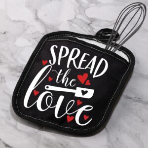 Spread The Love Hot Pot Holder Fun Pot Holder Oven Mitt Kitchen Gifts House Warming Gift (Spread The Love Black)