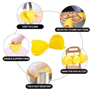 Oven Mitts and Pot Holders Sets, 600 degrees Heat Resistant , Potholders, Gloves Silicone Cooking Pinch Mitts, Microfiber Cleaning Cloth for Kitchen, Baking, BBQ(8 Pcs)., Yellow