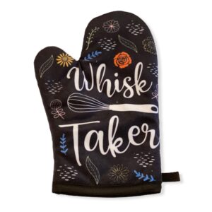 whisk taker funny kitchen cooking baking graphic novelty kitchen accessories funny graphic kitchenwear funny food novelty cookware black oven mitt
